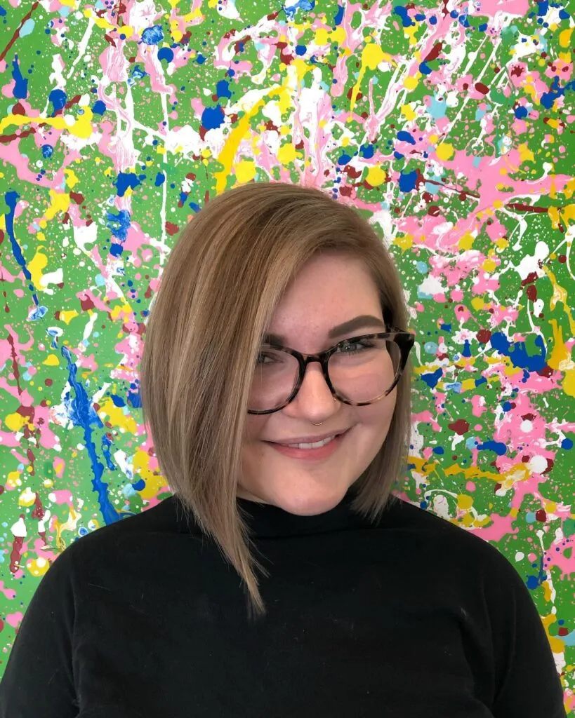 Sleek Angled Bob with Deep Side Part