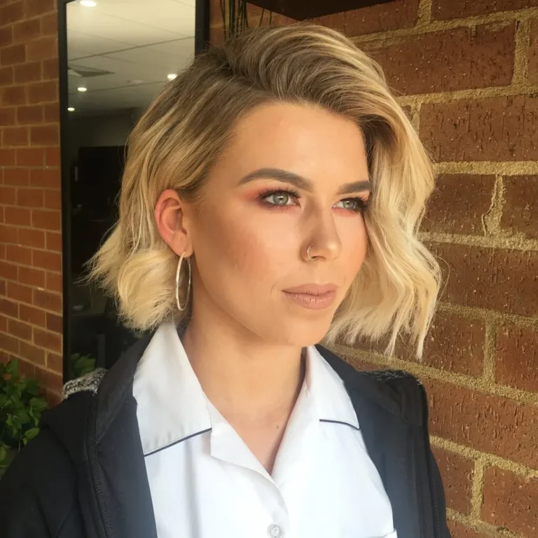 Voluminous Side-Swept Wavy Bob