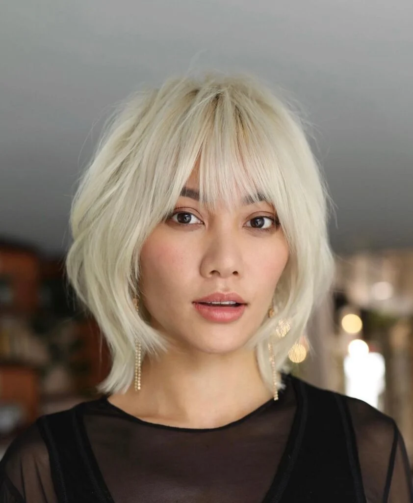 Wispy Platinum Shag with Soft Fringe