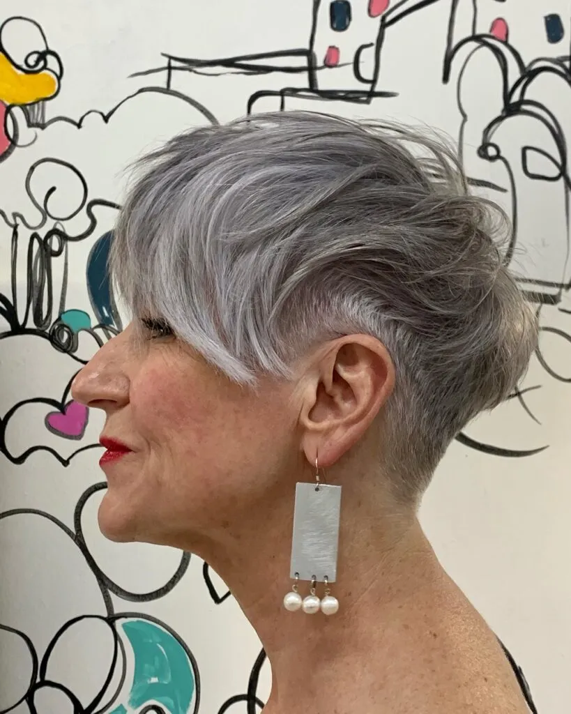 Asymmetrical Silver Pixie with Undercut Detail