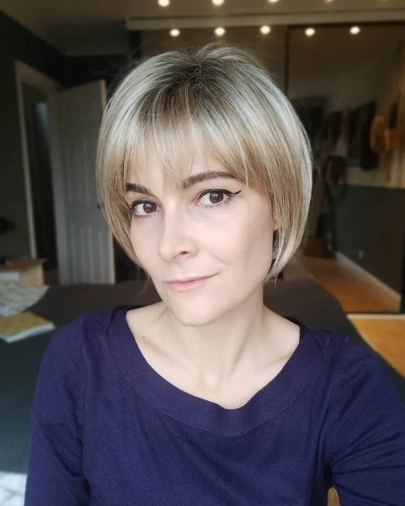 Blended Mushroom Bob with Wispy Fringe Blended Mushroom Bob with Wispy Fringe