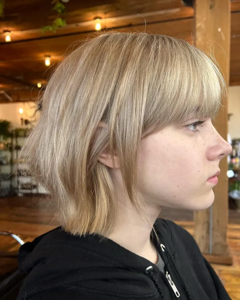 Blunt Blonde Wolf Cut with Subtle Texture
