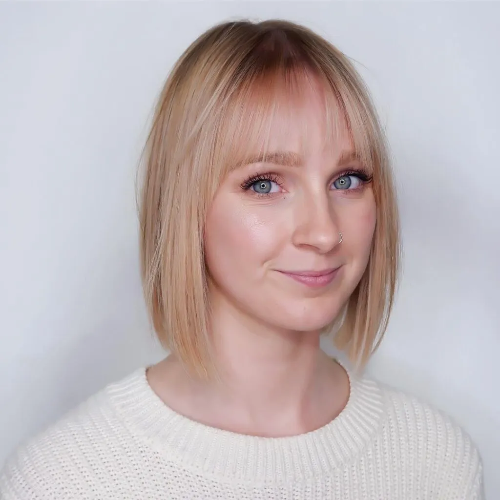 Blunt Bob with Soft Curtain Bangs