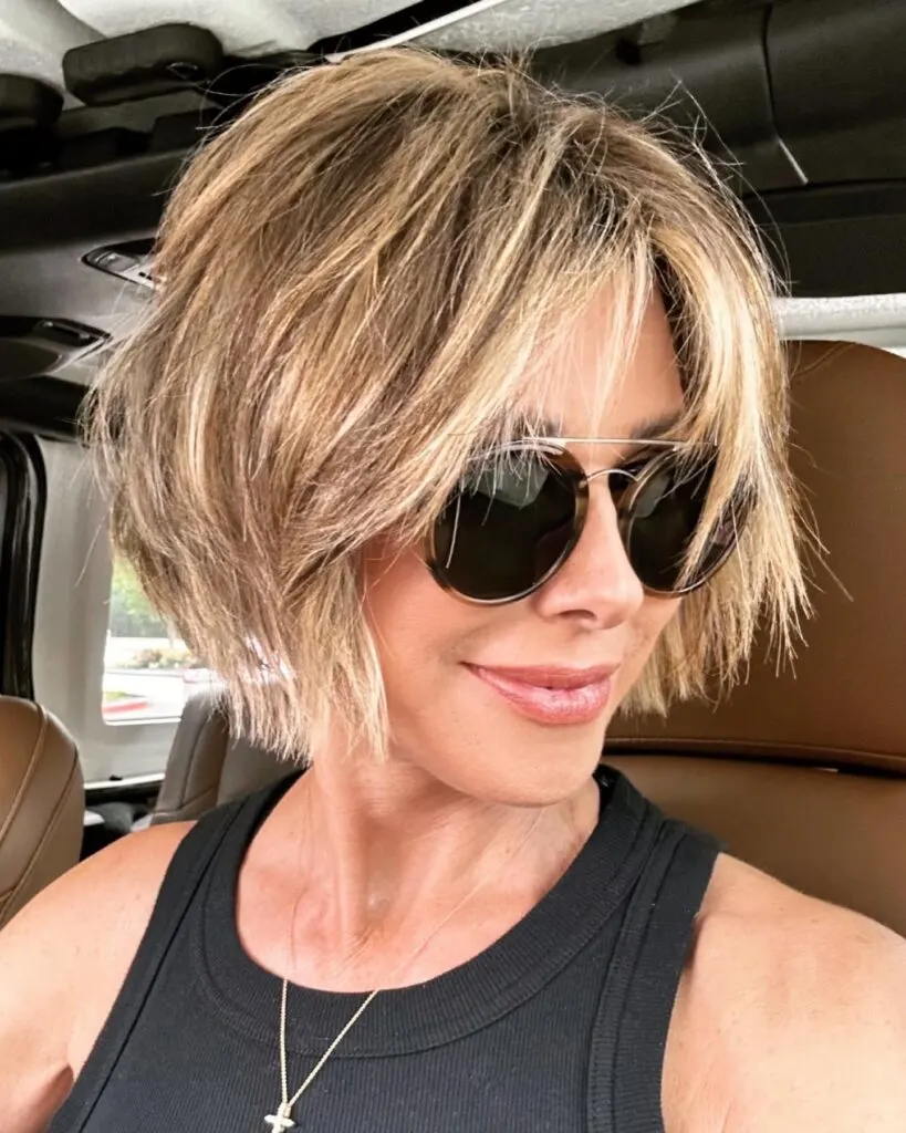 Choppy Blonde Bob with Curtain Bangs