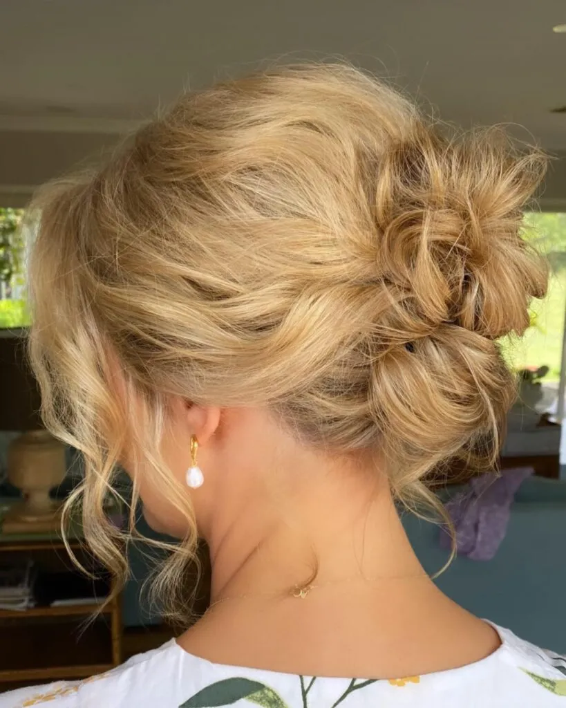Curled Low Bun with Soft Volume