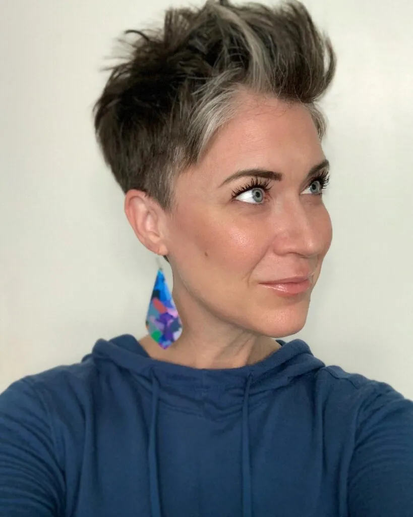 Edgy Spiked Pixie with Silver Accent Streak
