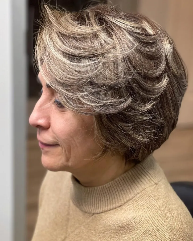 Flipped Layered Bob with Brushed-Back Volume