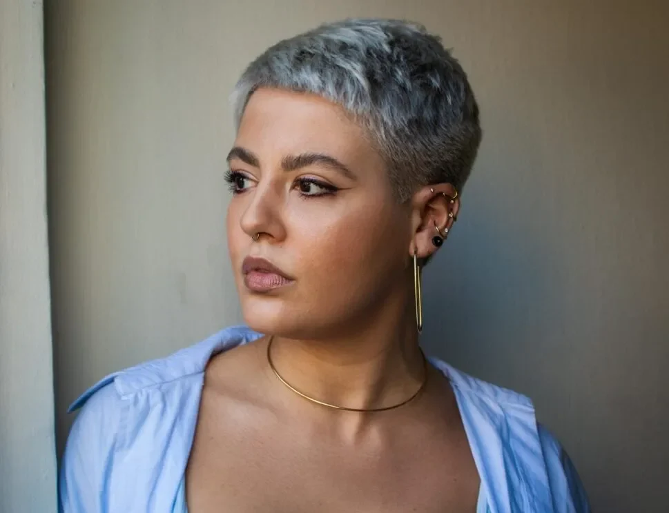 Icy Blonde Buzzed Pixie