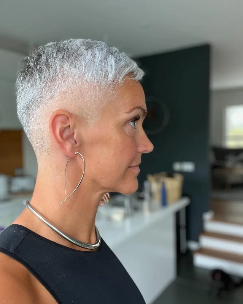 Icy Buzzed Pixie with Faded Undercut