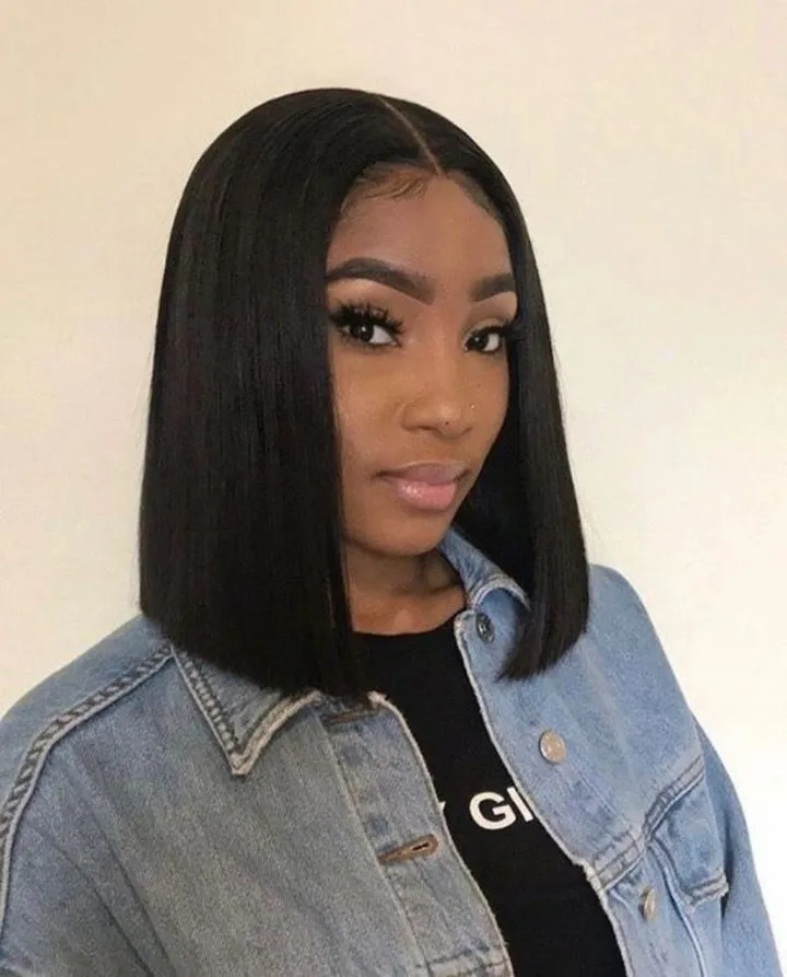 Middle-Part Bob with Light Baby Hairs