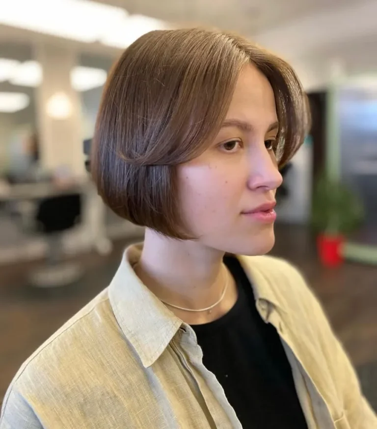 Polished French Bob with Curtain Bangs