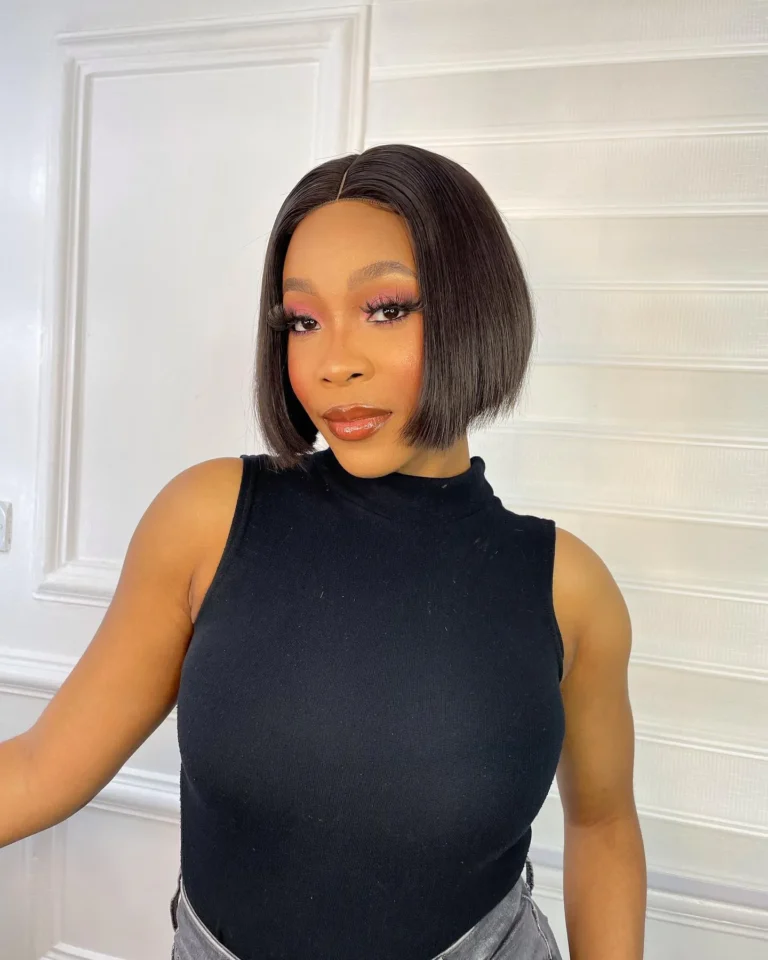 Short Blunt Bob with Precise Center Part
