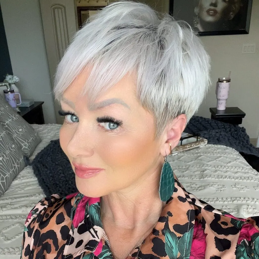 Short Textured Pixie with Icy Blonde Finish