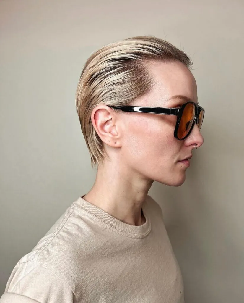 Slicked-Back Blonde Undercut Pixie