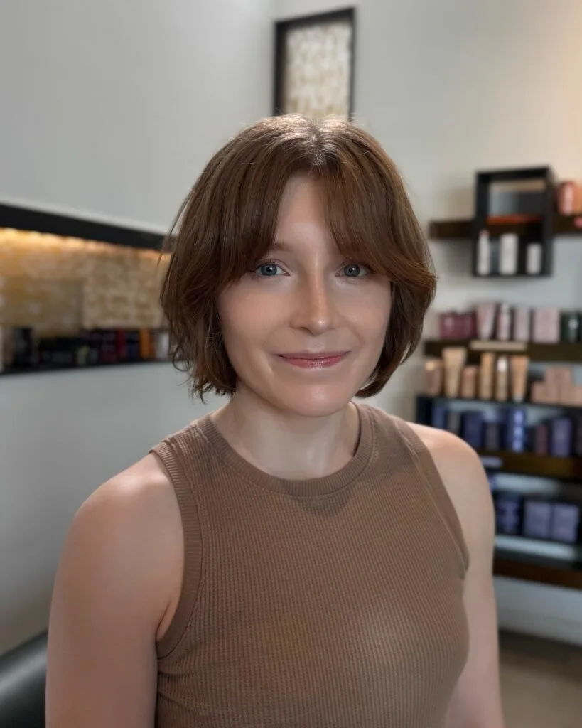 Soft Feathered Bob with Curtain Bangs