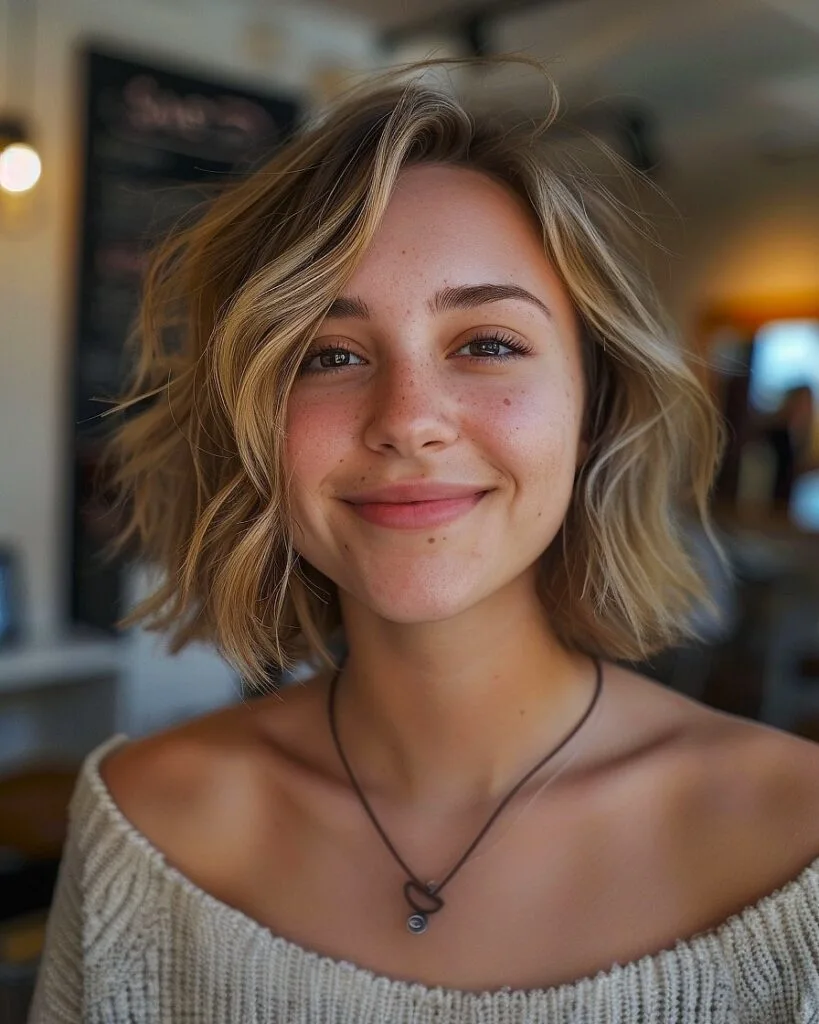 Tousled Bob with Side Part for Thin Hair
