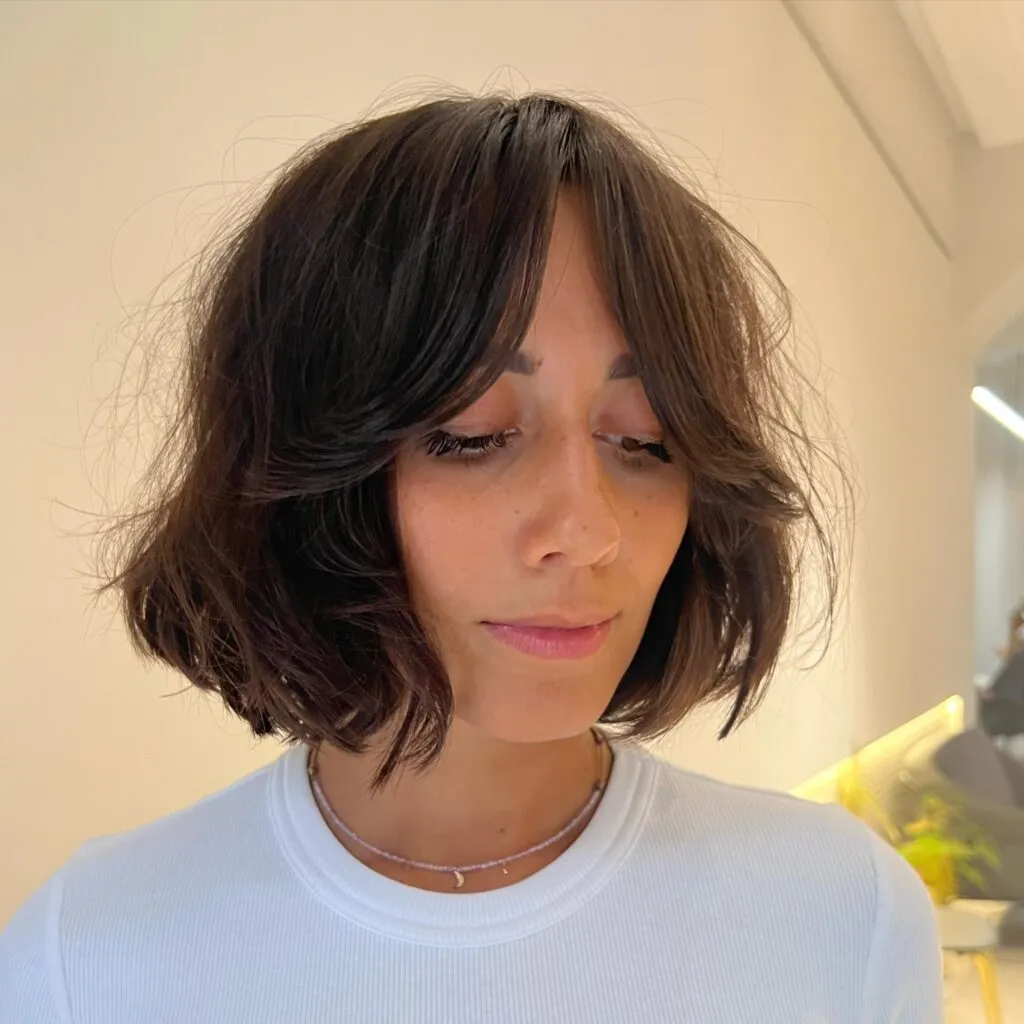 Tousled Bob with Voluminous Curtain Bangs