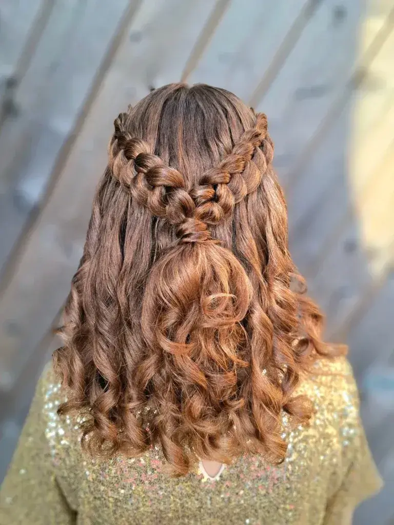 Braided Half Up Half Down with Defined Curls