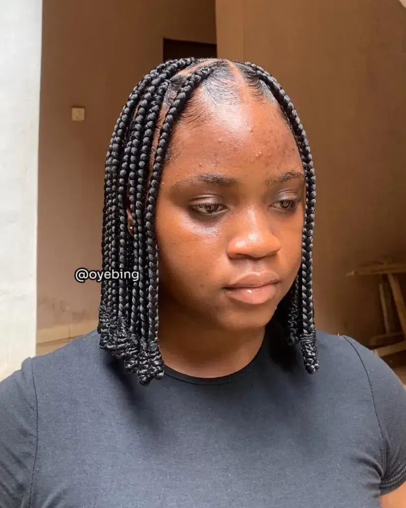 Center-Parted Knotless Braided Bob
