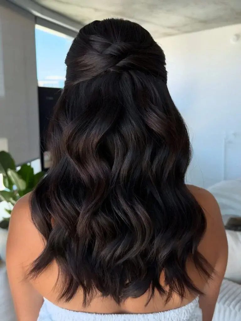 Chic Twisted Half Up Half Down Waves