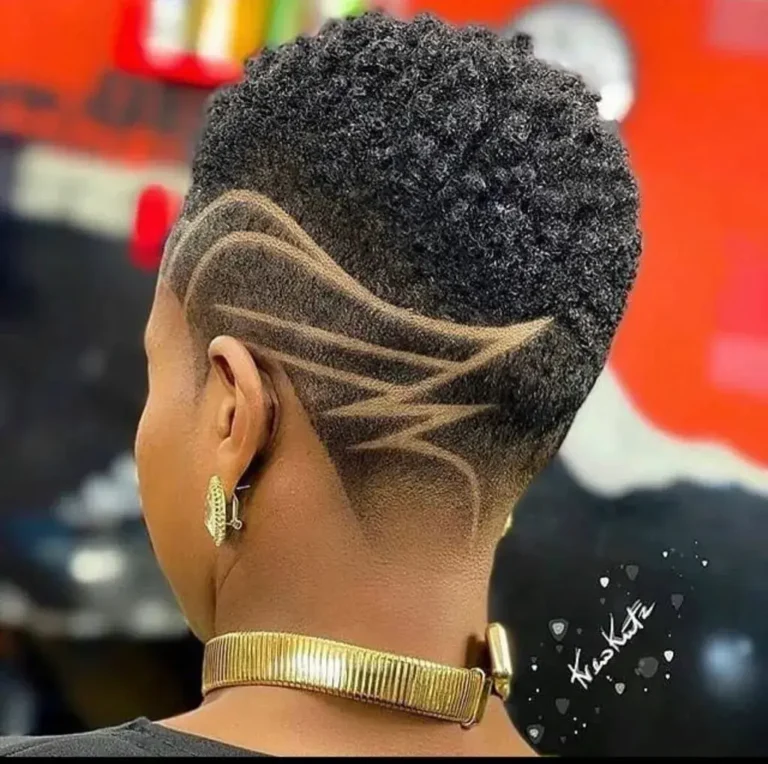 Curly Fade with Razor Design