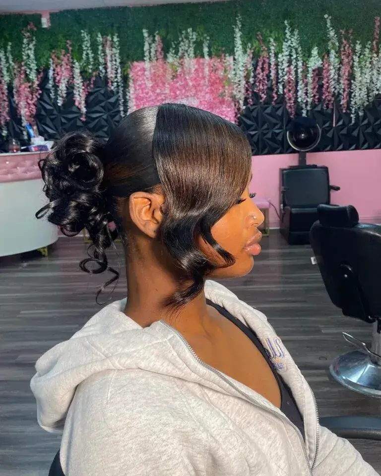 Glamorous Swoop with Sleek Ponytail Glamorous Swoop with Sleek Ponytail