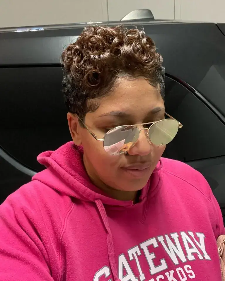 Glossy Curls with Tapered Sides