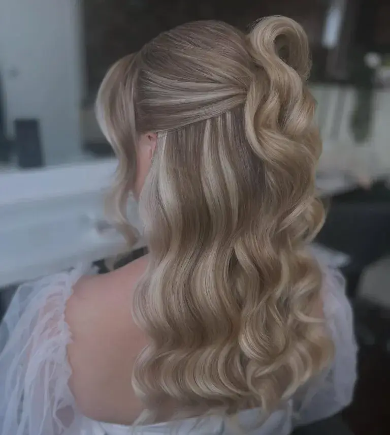 Romantic Half Up Half Down with Sculpted Loop Detail