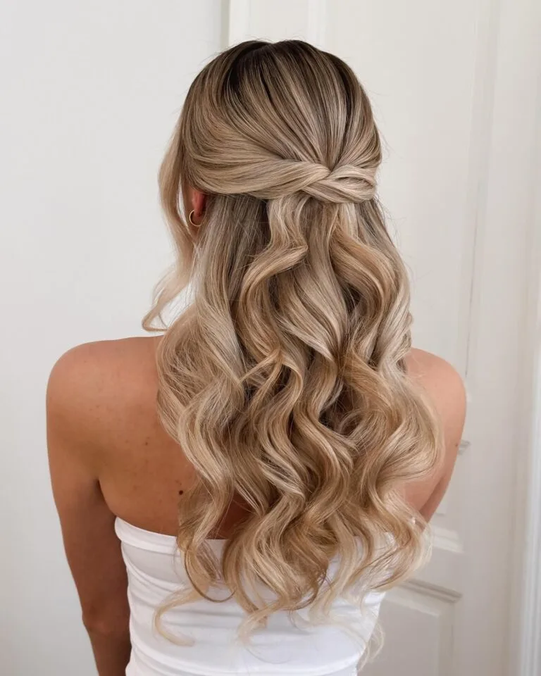 Romantic Twisted Half Up Half Down Curls