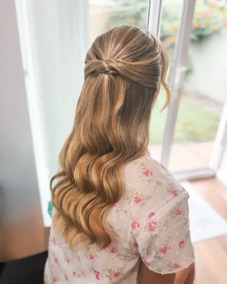 Soft and Polished Half Up Half Down Waves
