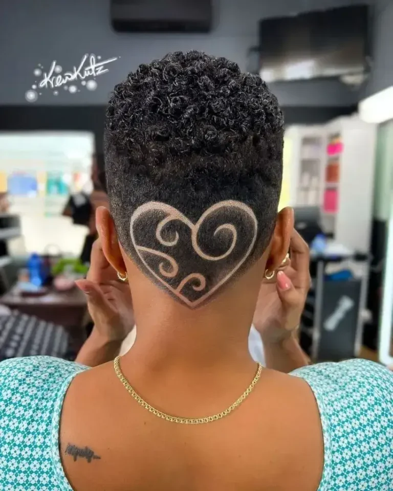 Tapered Curls with Heart Design Undercut
