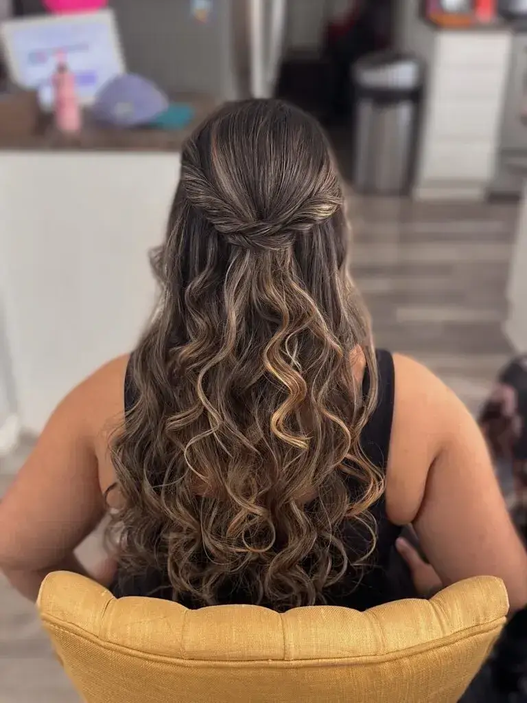 Textured Half Up Half Down with Defined Curls
