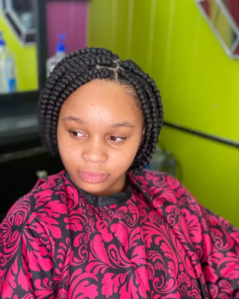 Thick Side-Parted Braided Bob
