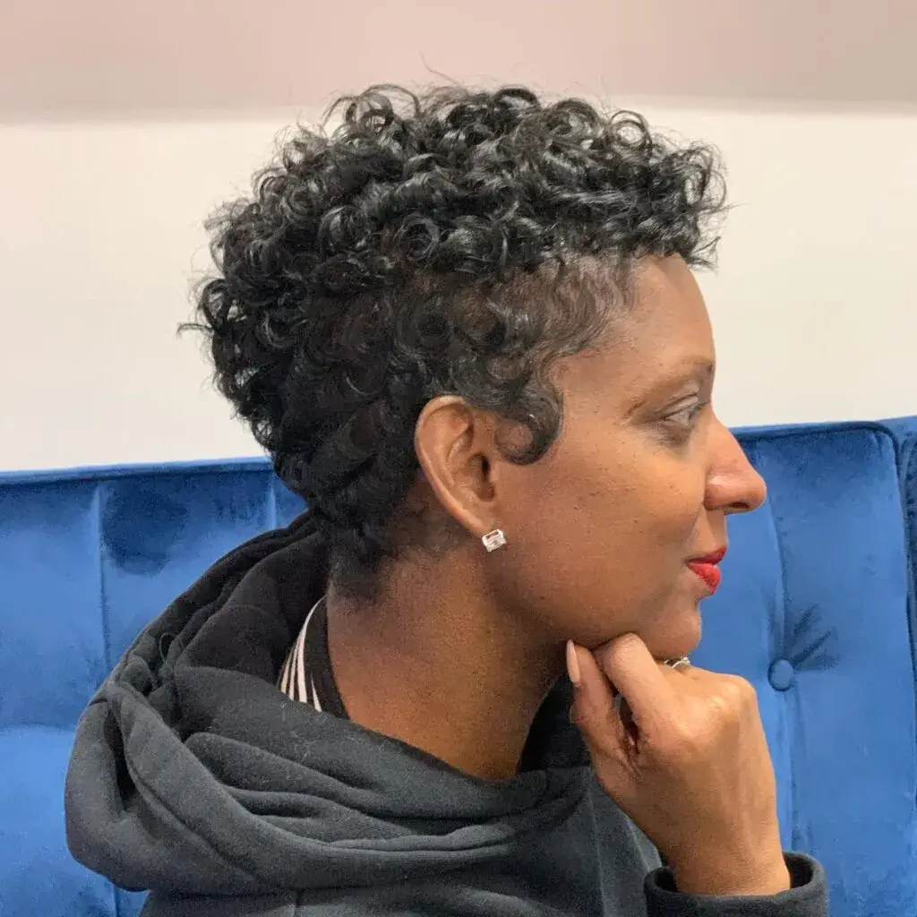 Tight Curled Pixie with Sculpted Sides Tight Curled Pixie with Sculpted Sides