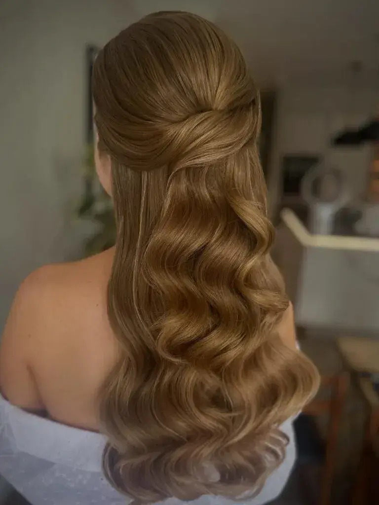 Vintage Glam Half Up Half Down Waves