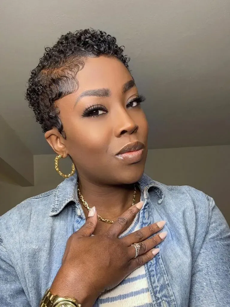 Curly Pixie with Side Part