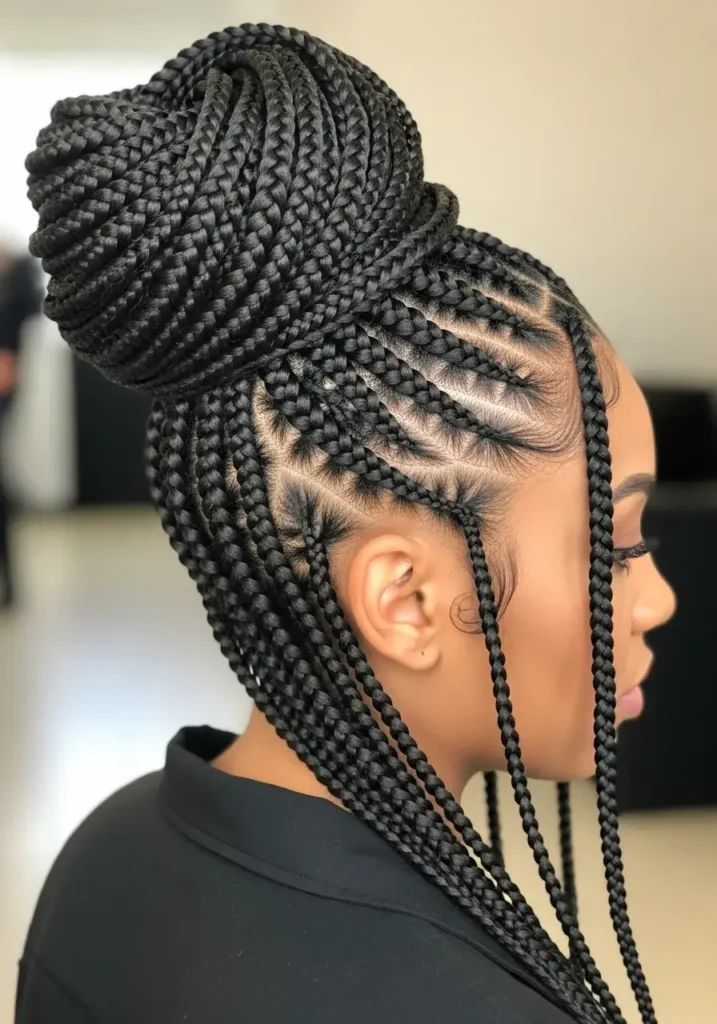 Box Braids Bun Hairstyle