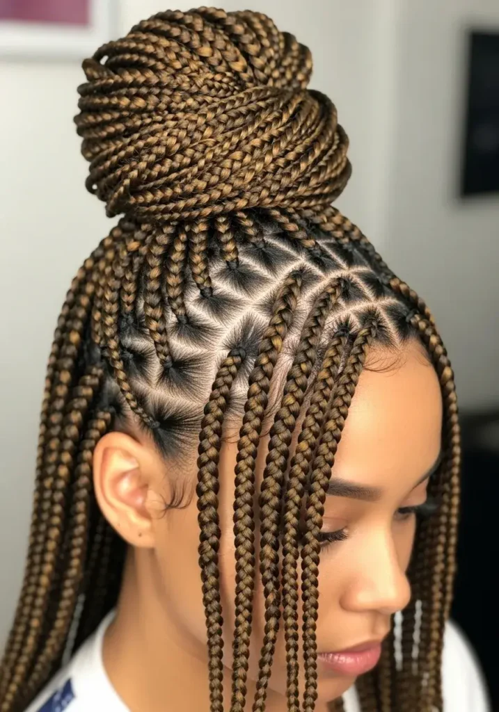 Box Braids Updo Hairstyle