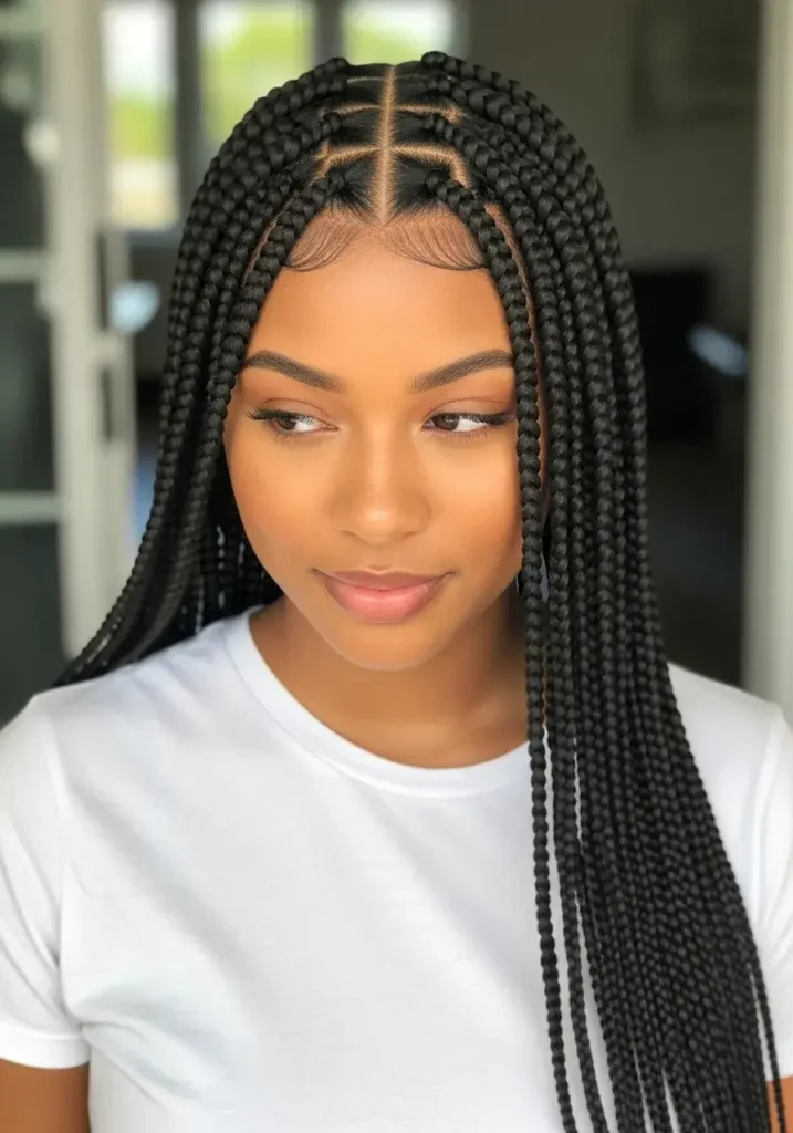 Classic Long Box Braids Hairstyle