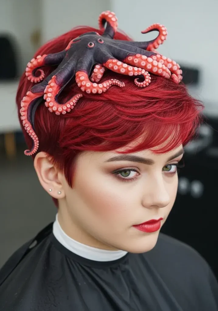 Fiery Red Layered Octopus Haircut  Haircut