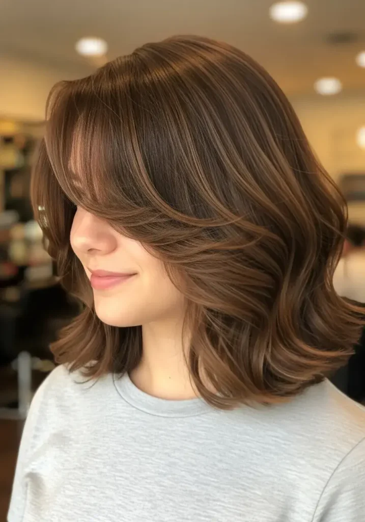 Layered Bob with Side-Swept Bangs Haircut