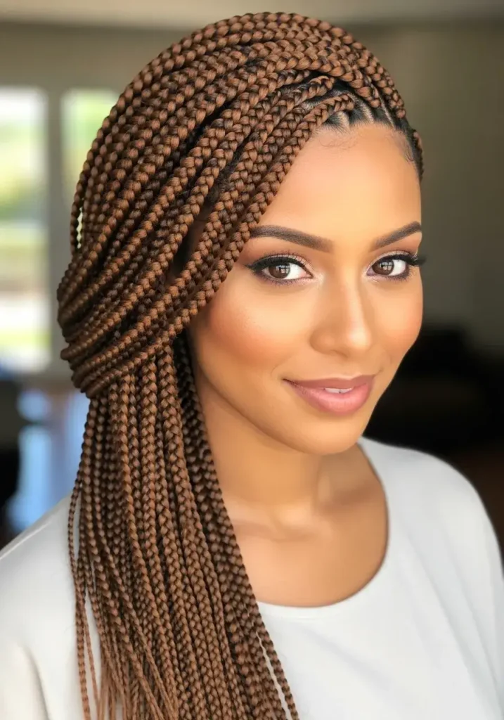 Side-Part Box Braids Hairstyle