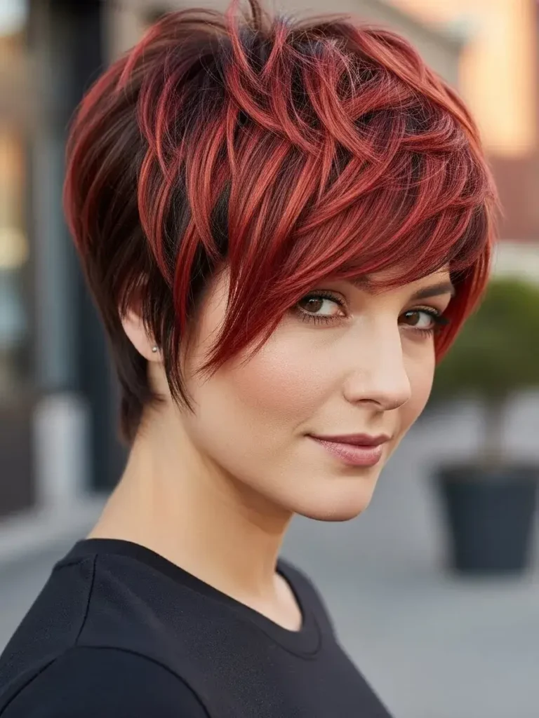 Choppy Pixie with Contrasting Highlights Choppy Pixie with Contrasting Highlights