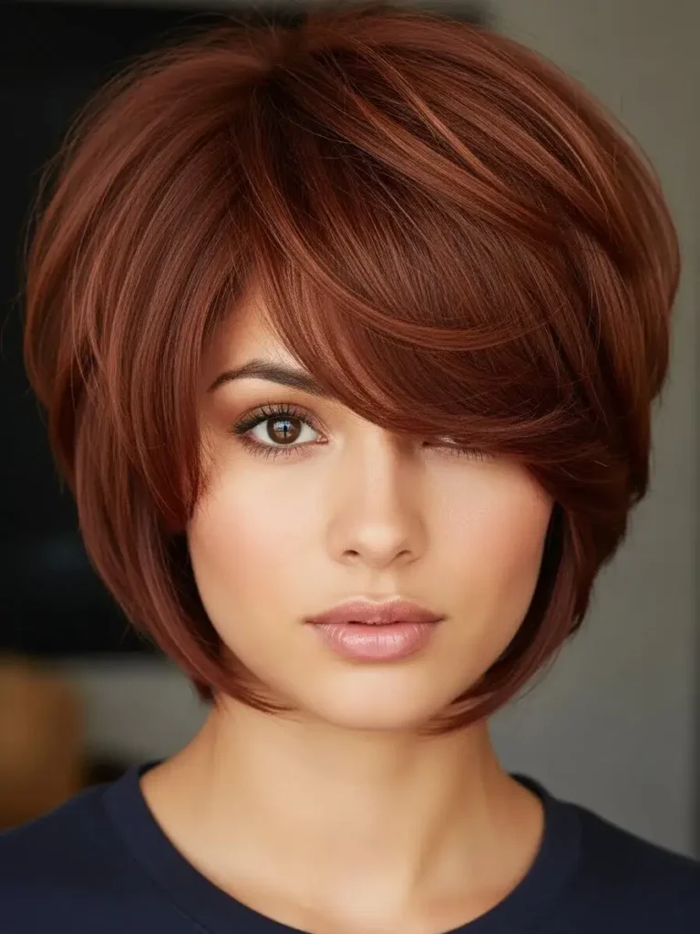 Auburn Short Layers with Side Bangs