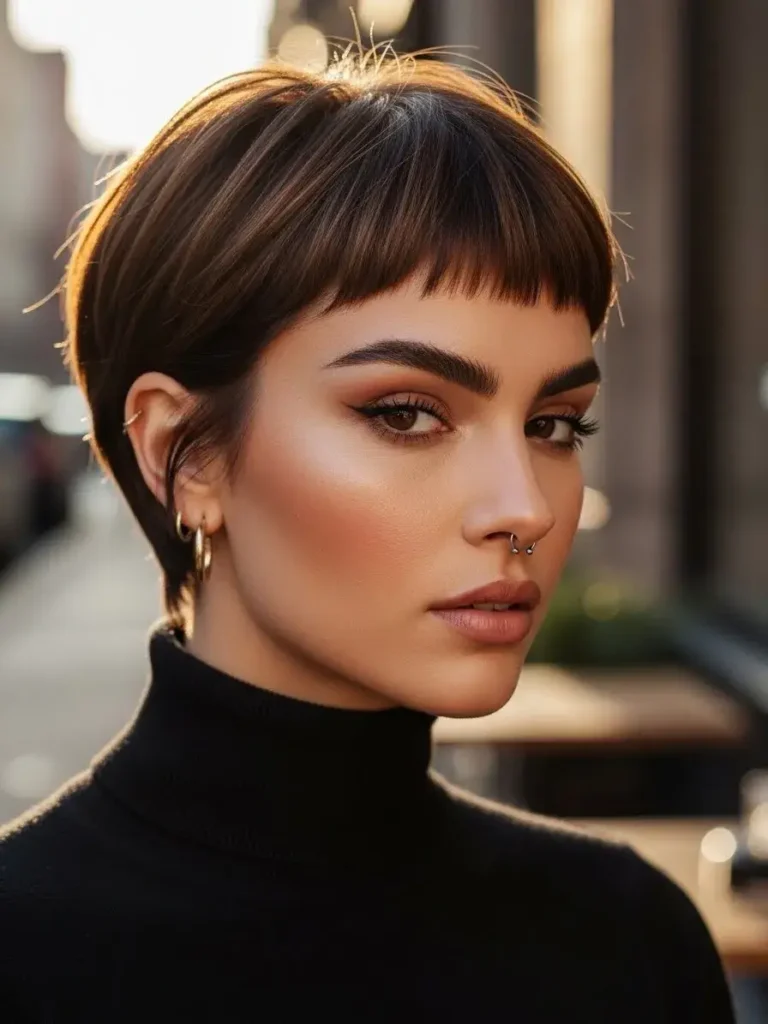 Chic Pixie Cut with Micro Bangs
