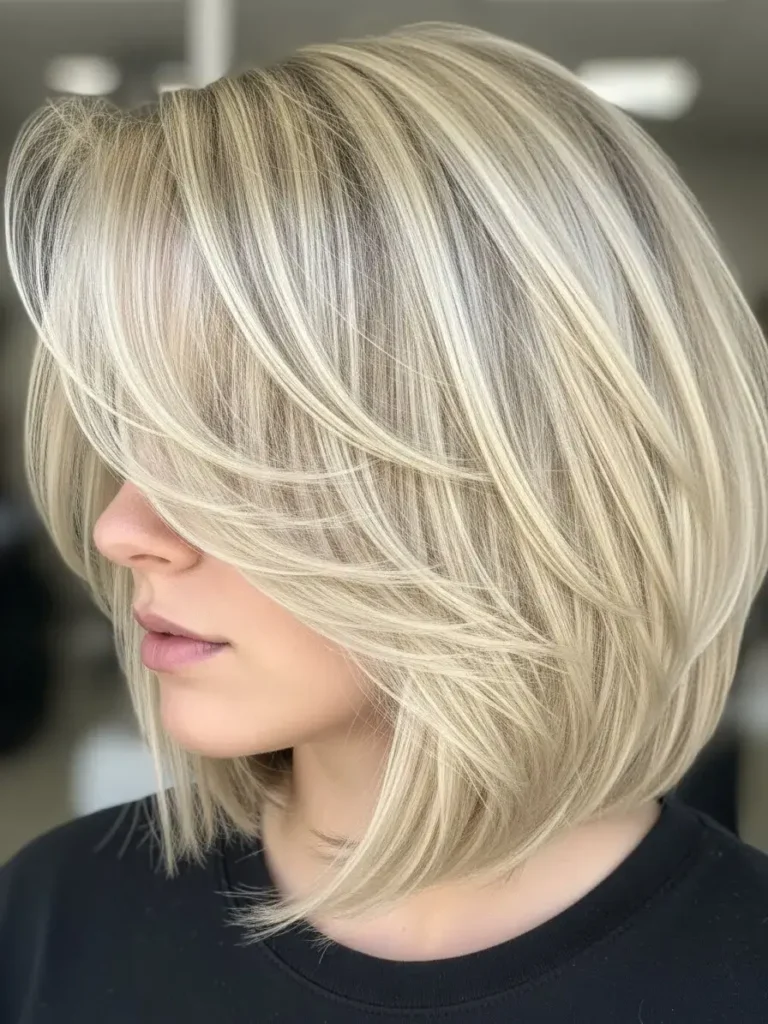 Ash Blonde Layered Bob