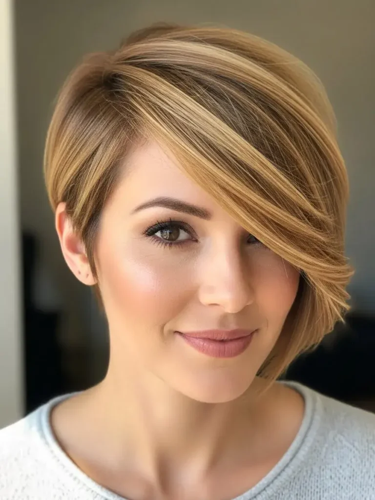 Side-Swept Pixie in Honey Blonde