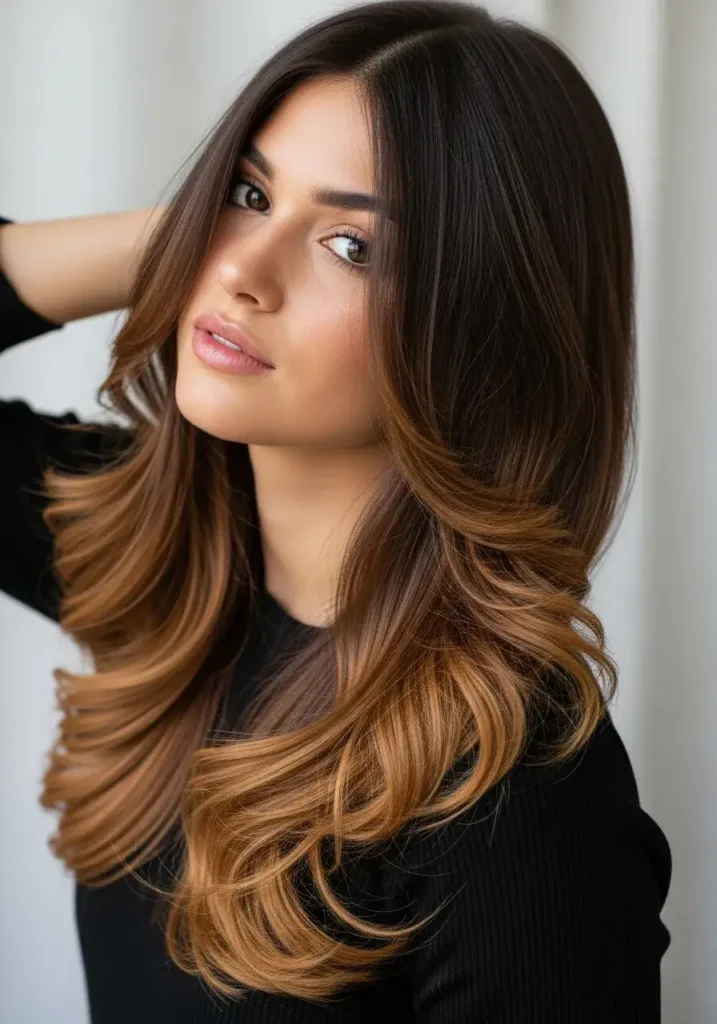 Soft Chocolate Brown Ombre Hair Color