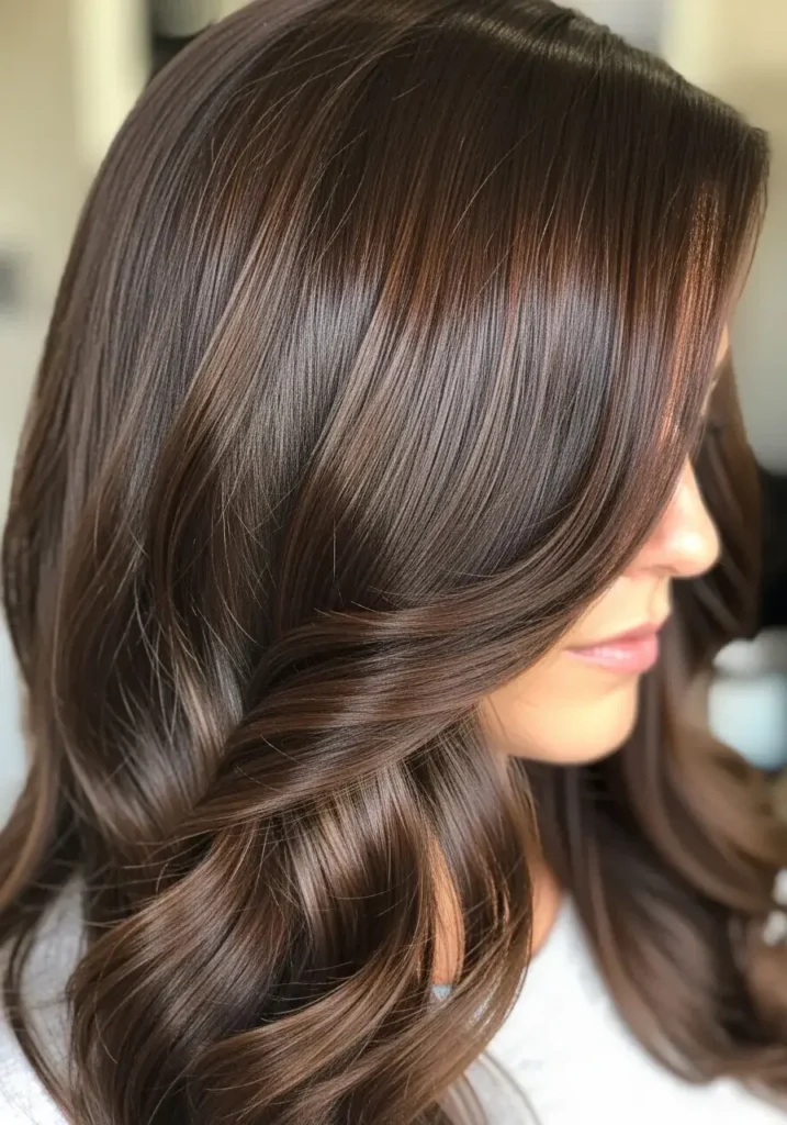 Rich Glossy Chocolate Brown Hair Color
