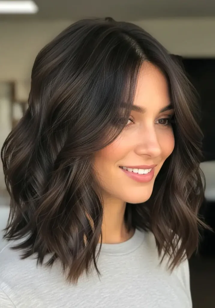Airy Mid-Length Waves with Espresso Depth Hair Color Airy Mid-Length Waves with Espresso Depth Hair Color
